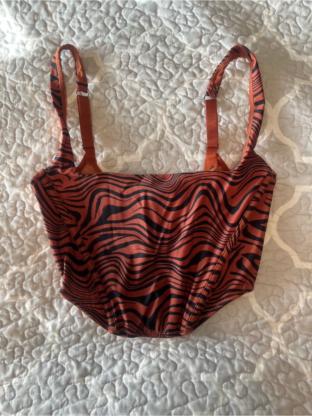 Urban Outfitters Orange and Black Zebra Print Crop Top